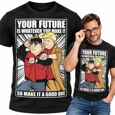 KOSZULKA  ŚMIESZNA  BACK TO THE FUTURE JONG UN TRUMP